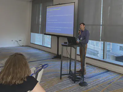 Dr. Smith delivering part of the dashboard workshop at NPA 2024.